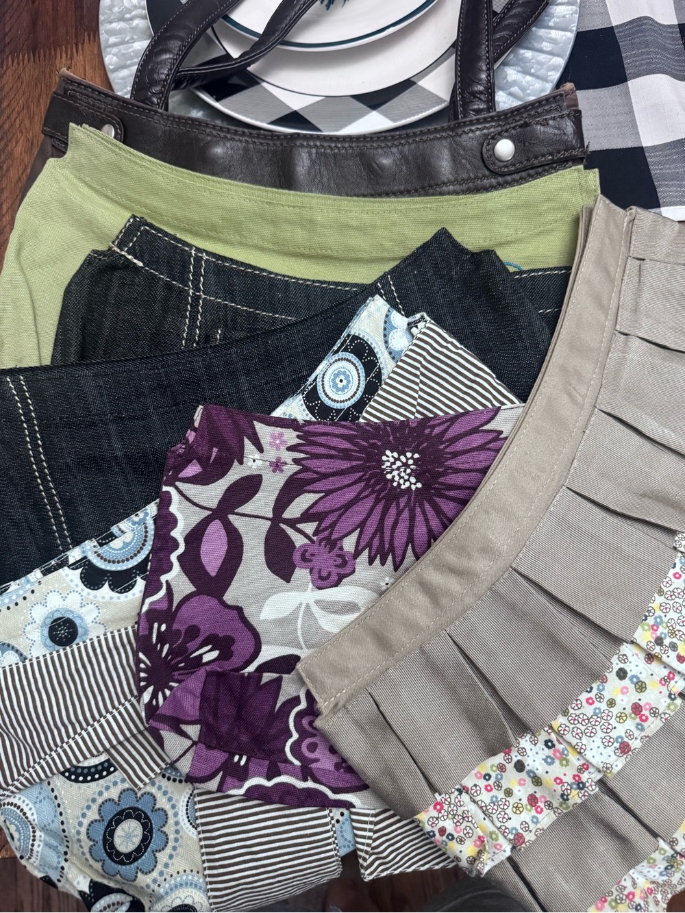 Women’s Thirty-One Classic Brown Shoulder Tote Bag with 5 Interchangeable Skirts